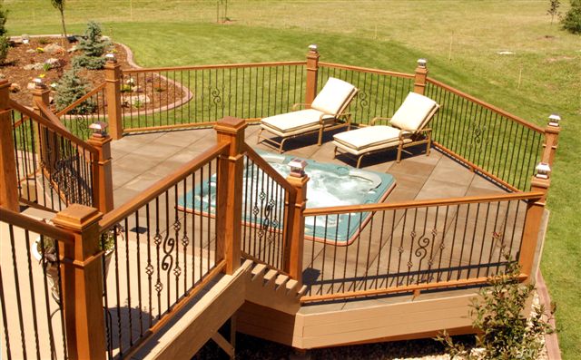 wood and ornamental aluminum deck railing