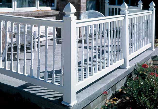 white vinyl deck railing